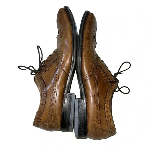 Johnston & Murphy Leather Camel Wing Tip Size 9.5 - Picture 4 of 6